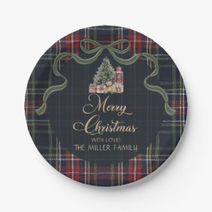 Tartan Schotse ruit Preppy Kerstfeest Papieren Bor Bordje