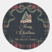 Tartan Schotse ruit Preppy Kerstfeest Sticker (Voorkant)