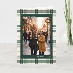 Tartan Schotse ruit rand vrolijk kerstfeest famili Feestdagen Kaart
