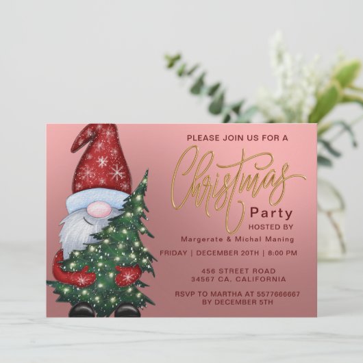 Tartan Schotse ruit Rode Kerstfeest Uitnodiging (Staand voorkant)