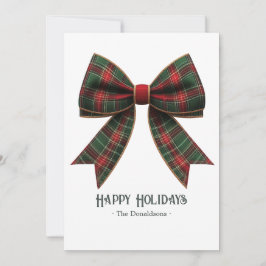 Tartan Schotse ruit strik Familie Foto Prettig Ker Feestdagenkaart