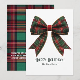Tartan Schotse ruit strik Familie Foto Prettig Ker Feestdagenkaart