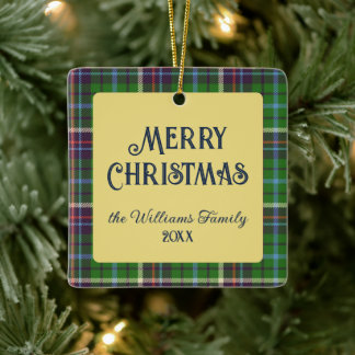 Tartan Schotse ruit Vorm Kader Merry Christmas Gou Keramisch Ornament