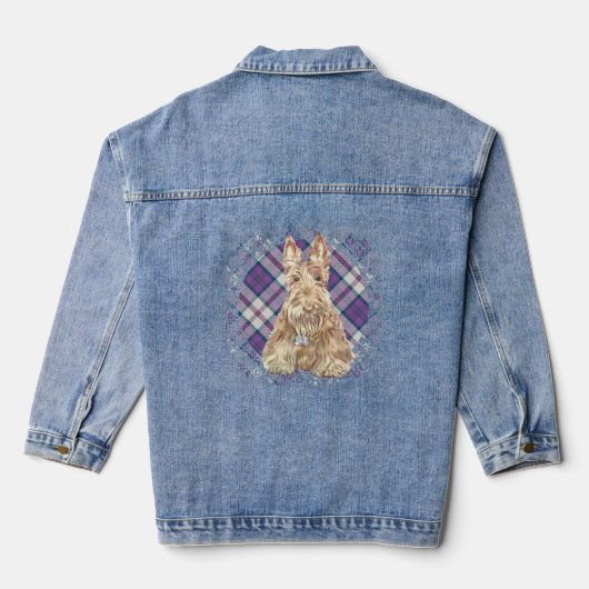 Tartan Schotse Terrier Denim Jacket (Achterkant)