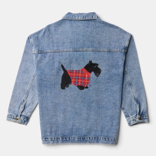 Tartan Schotse Terrier Denim Jacket (Achterkant)
