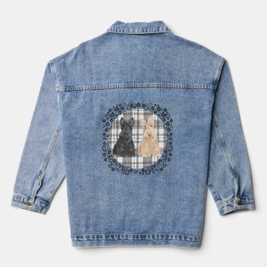 Tartan Schotse Terrier Denim Jacket (Achterkant)