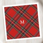 Tartan Schotsgeruit Rood Kerst Monogram Servet