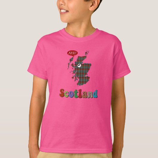 Tartan Scotland Aye Map T-Shirt (Voorkant)