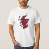 Tartan Scotland Map T-Shirt (Voorkant)