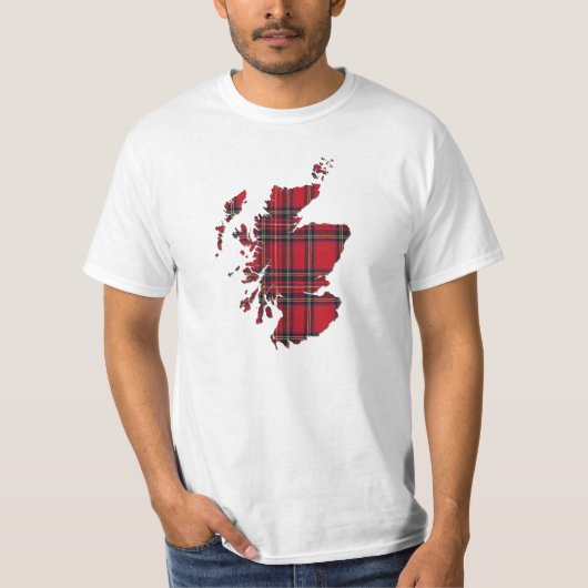 Tartan Scotland Map T-Shirt (Voorkant)
