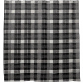 Tartan Scotland Pset Black White Grey Checker Douchegordijn (Voorkant)