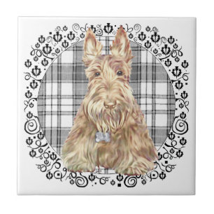 Tartan Scottie Black & White Tegeltje