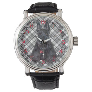 Tartan Scottie Zwart & Wit Horloge