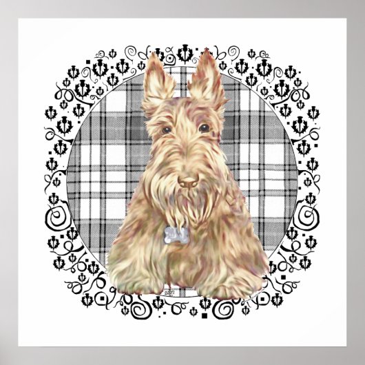 Tartan Scottie Zwart & Wit Poster (Voorkant)