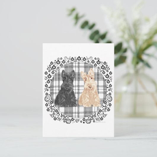 Tartan Scotties Briefkaart (Staand voorkant)