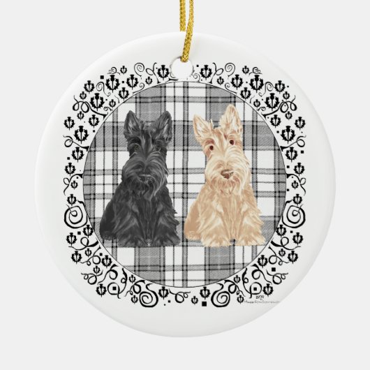 Tartan Scotties Keramisch Ornament (Voorkant)