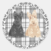 Tartan Scotties Ronde Sticker (Voorkant)
