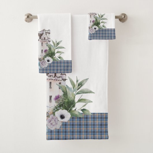 Tartan Scottish Castle met vogels en bloemen Bad Handdoek (Insitu)