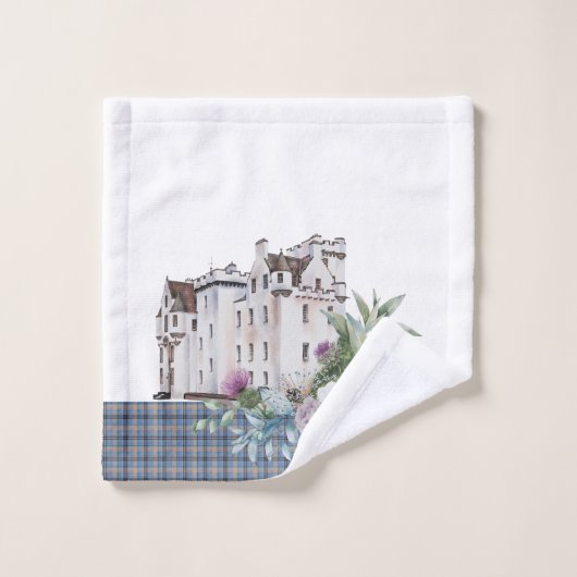 Tartan Scottish Castle met vogels en bloemen Bad Handdoek (Wasdoekje)