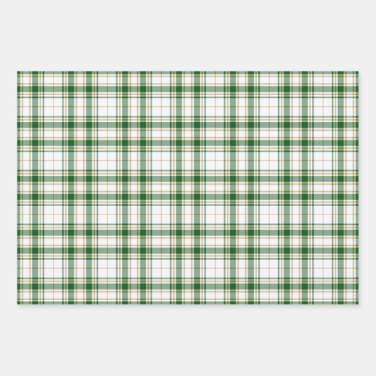 Tartan Set - Karamel Goud-Wit-Groen Inpakpapier Vel (Voorkant)