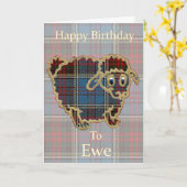 Tartan Sheep "Happy Birthday to Ewe" Funny Kaart (Gele Bloem)