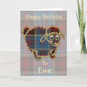 Tartan Sheep "Happy Birthday to Ewe" Funny Kaart