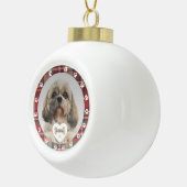 Tartan Shih Tzu Huisdier Foto Vader Moeder Kerst M Keramische Bal Ornament (Rechts)