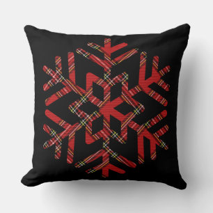 Tartan Sneeuwvlokken In Rood Patroon Kussen