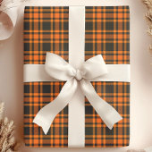 Tartan Spaanplaat Oranje Check Halloween Patroon Cadeaupapier