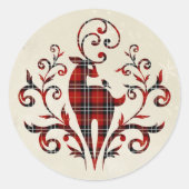 Tartan speldenaar op sneeuwvlok ronde sticker (Voorkant)