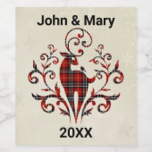 Tartan speldenaar op sneeuwvlok wijn etiket (Enkel label)