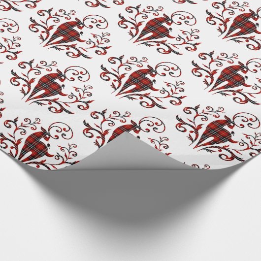Tartan speldenvormer design op wit cadeaupapier (Hoek)