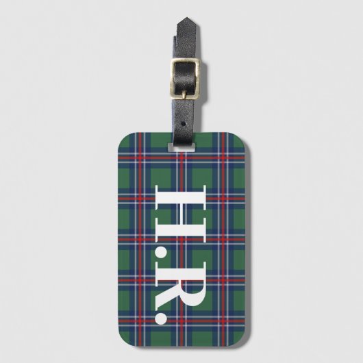 Tartan squares pattern personalized bagagelabel (Voorkant (verticaal))