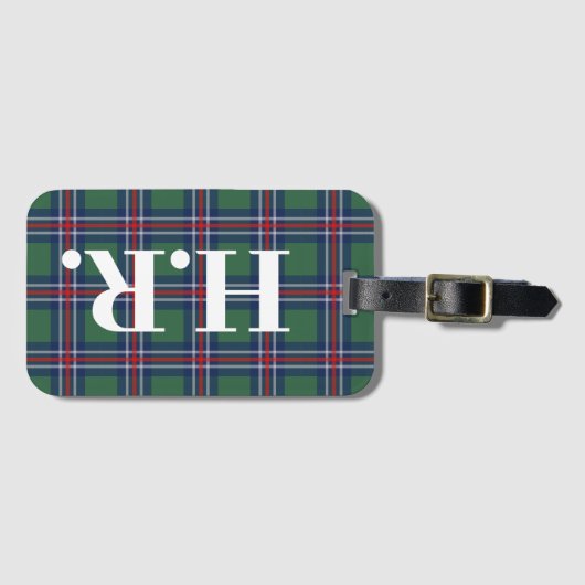 Tartan squares pattern personalized bagagelabel (Voorkant (horizontaal))