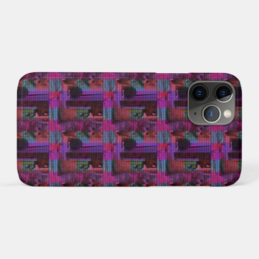 Tartan Tails: het speelse Paarse katje Case-Mate iPhone Case (Achterkant (horizontaal))