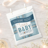 Tartan Teddy Bear, Baby Boy Shower Customizable Bedankzakje (Geknipt)