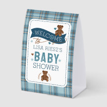 Tartan Teddybeer  Baby Boy Shower Bord