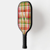 Tartan Texture Monogrammed Name Pickleball Paddle (Links)