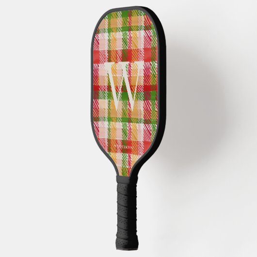 Tartan Texture Monogrammed Name Pickleball Paddle (Links)