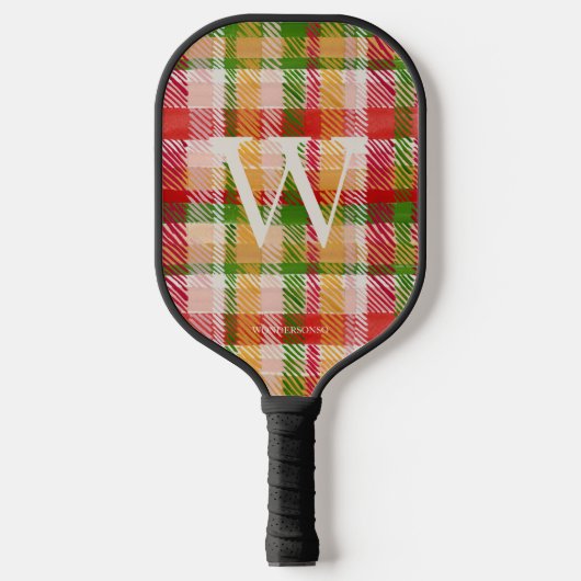 Tartan Textuur Monogram Naam Pickleball Paddle (Voorkant)