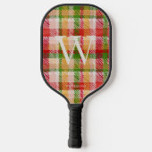 Tartan Textuur Monogram Naam Pickleball Paddle (Achterkant)