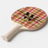 Tartan textuur ruit aangepaste monogram tafeltennisbatje (Voorkant Gekanteld)
