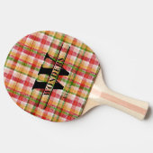 Tartan textuur ruit aangepaste monogram tafeltennisbatje (Zijkant)
