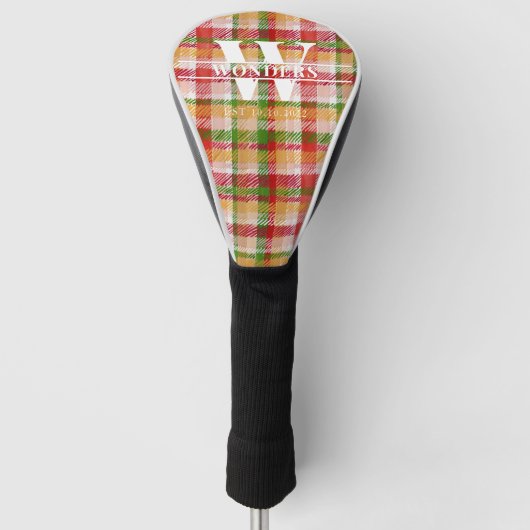 Tartan textuur ruitvormig monogram golfheadcover (Voorkant)
