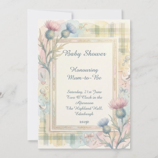 Tartan Thistle Baby Shower Uitnodiging (Voorkant)