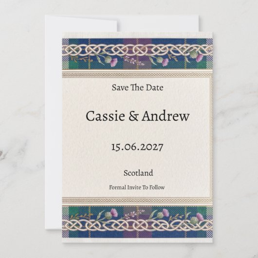 Tartan Thistle Huwelijk Save The Date (Voorkant)