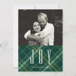 Tartan Tidings JOY Schotse ruit Gingham Vakantie F Feestdagenkaart