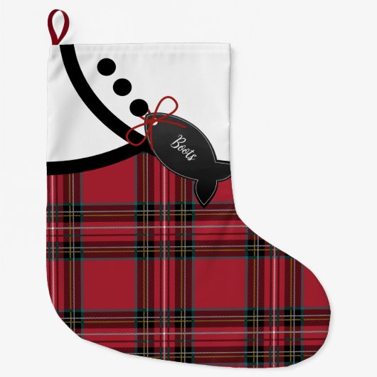 Tartan Tidings Kat Kerstkous Grote Kerstsok (Voorkant)