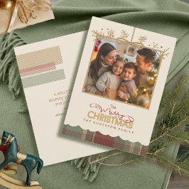 Tartan Trim Christmas Hanging Foto ID1141A Feestdagenkaart
