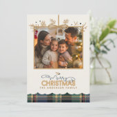 Tartan Trim Christmas Hanging Foto ID1141B Feestdagenkaart (Staand voorkant)